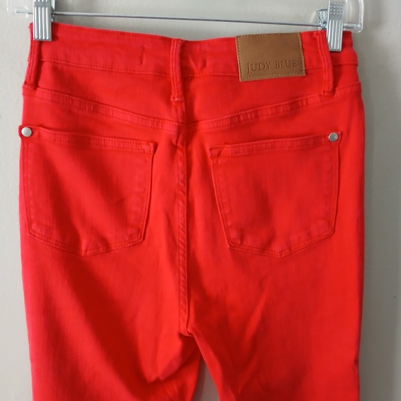 Judy Blue Women's High Rise Tummy Control Size 3/26 Skinny Jeans Red Pockets - Picture 14 of 16